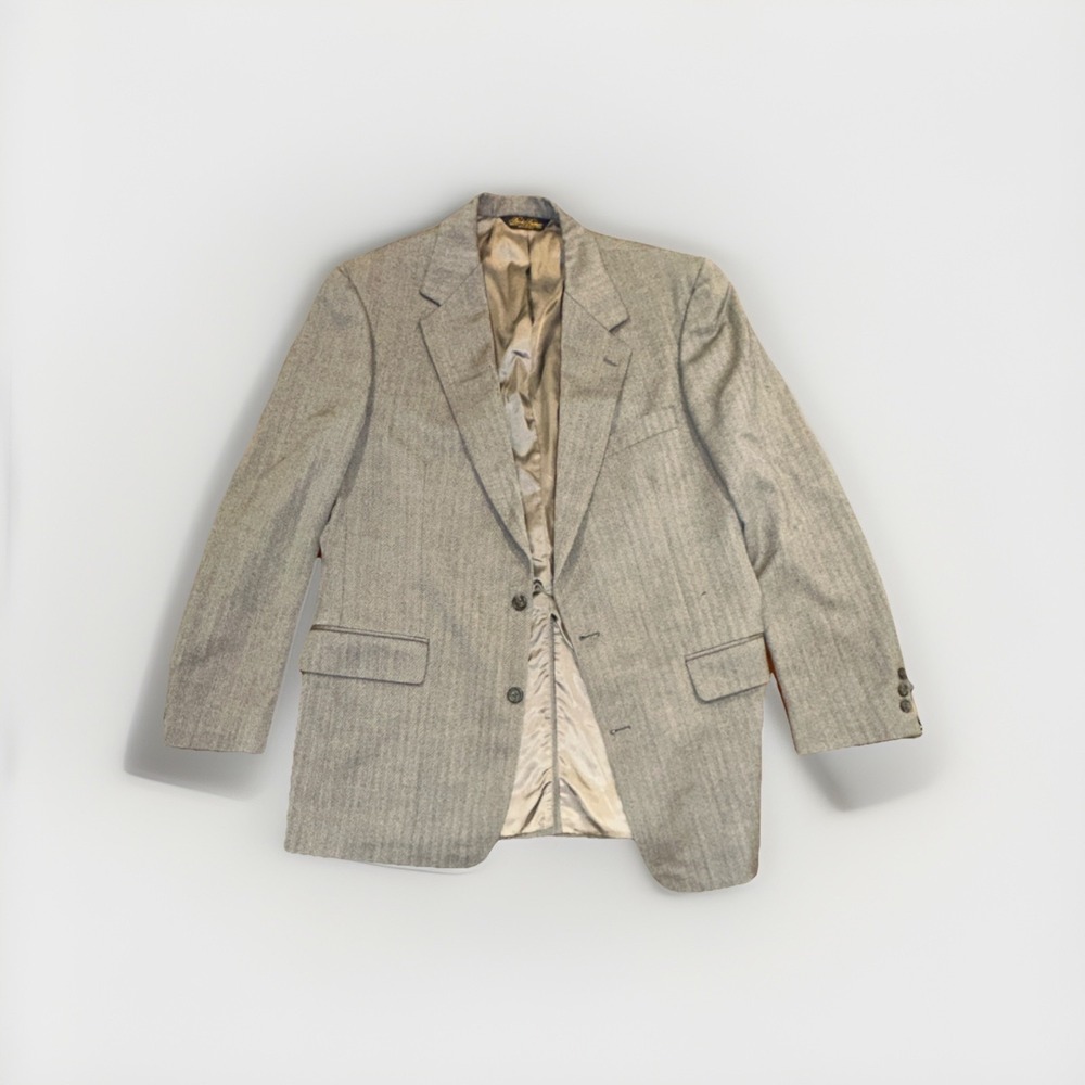 VTG Brooks Brothers Gray Herringbone Two-Button Single-Breasted Blazer Made USA
